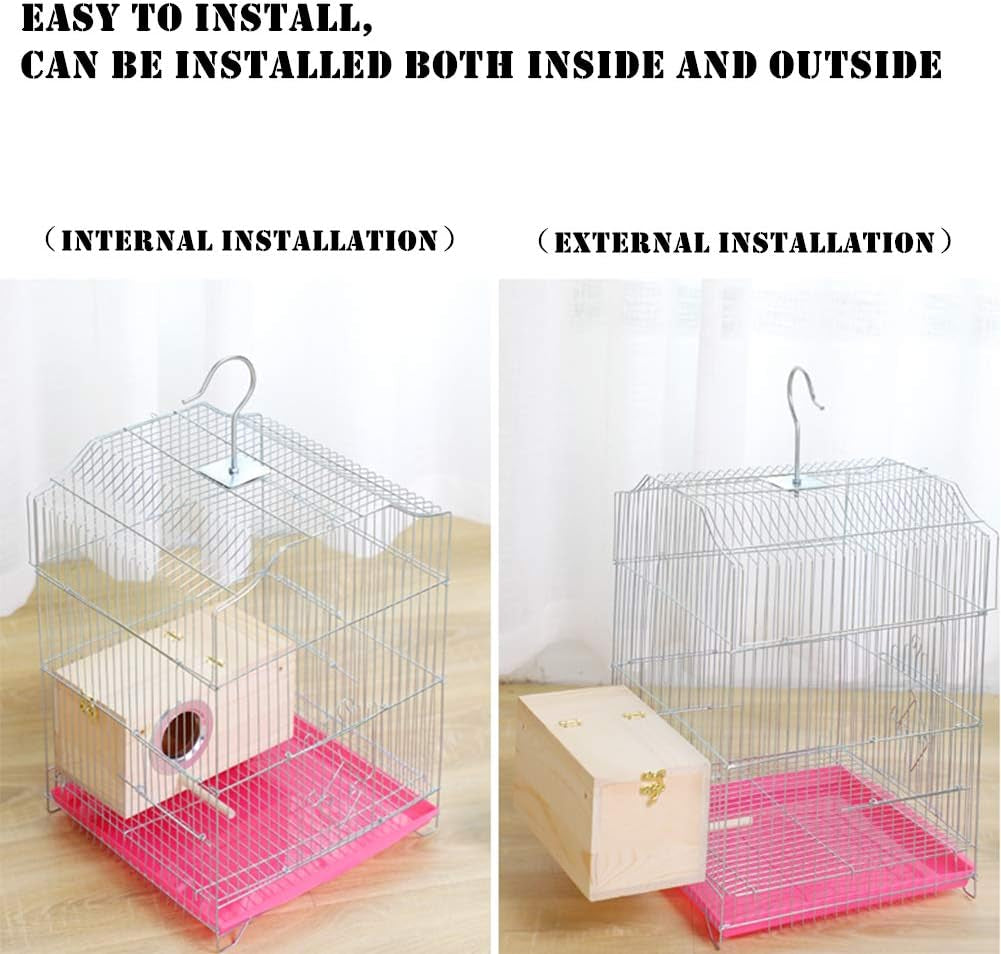 Pine Wood Parakeet Nest Box Bird House Budgie Breeding Mating Box for Lovebirds Cockatiel Parrotlets (L)