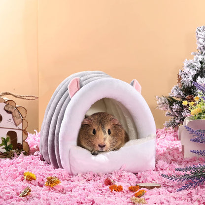 Guinea Pig Bed,Winter Warm Cozy House Hideout, Cage Nest Accessories for Dwarf Rabbit Bunny Ferret Hamster Chinchilla Hedgehog