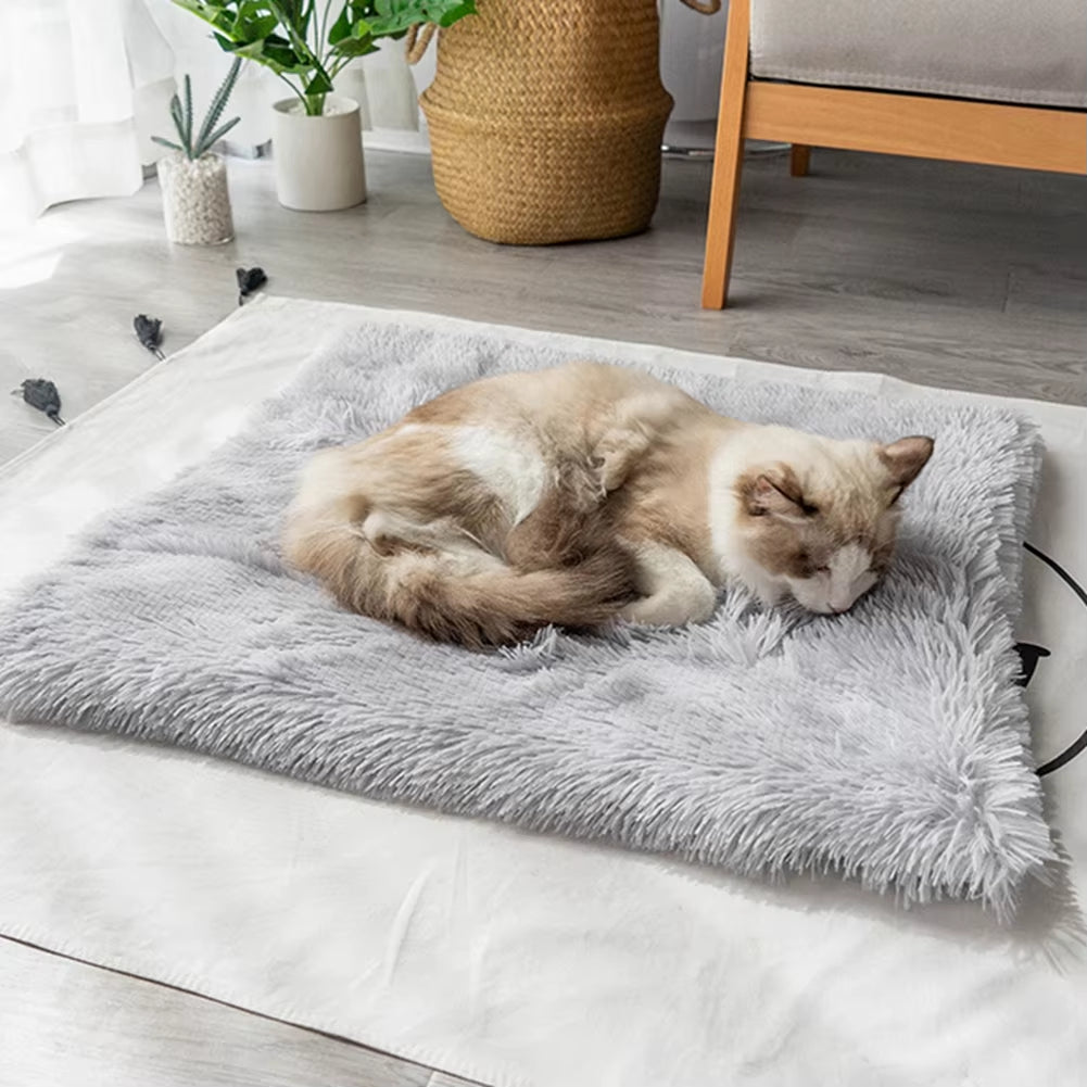 Puppy Plush Bed Winter Warm Dog Bed Cat Small Dog Fluffy Plush Pet Blankets Dual Use Sleeping Soft Mat Puppy Pet Bed Mattress