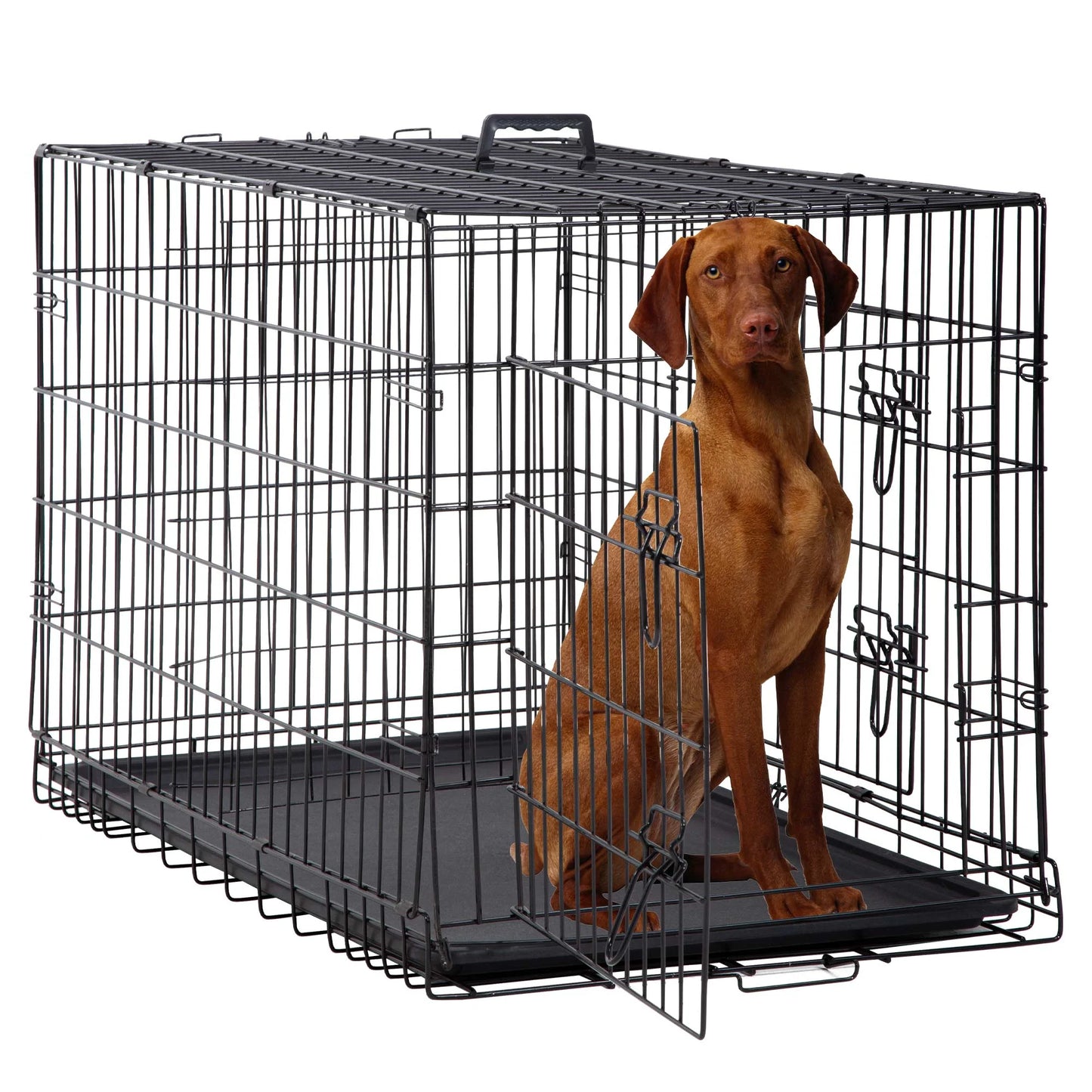 48 Inch Dog Cage for Large Dogs Indoor, Folding Dog Crates and Kennels Double Door, Pet Cage with Tray Pan for Dogs ,Dog Crates for Large Dogs