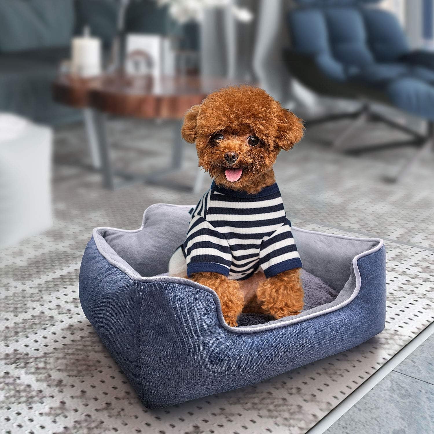 Medium Dog Bed & Cat Bed, Machine Washable Dog Bed with Removable Cover, Durable Bite Resistant Thick Warm Dog Bed -Medium