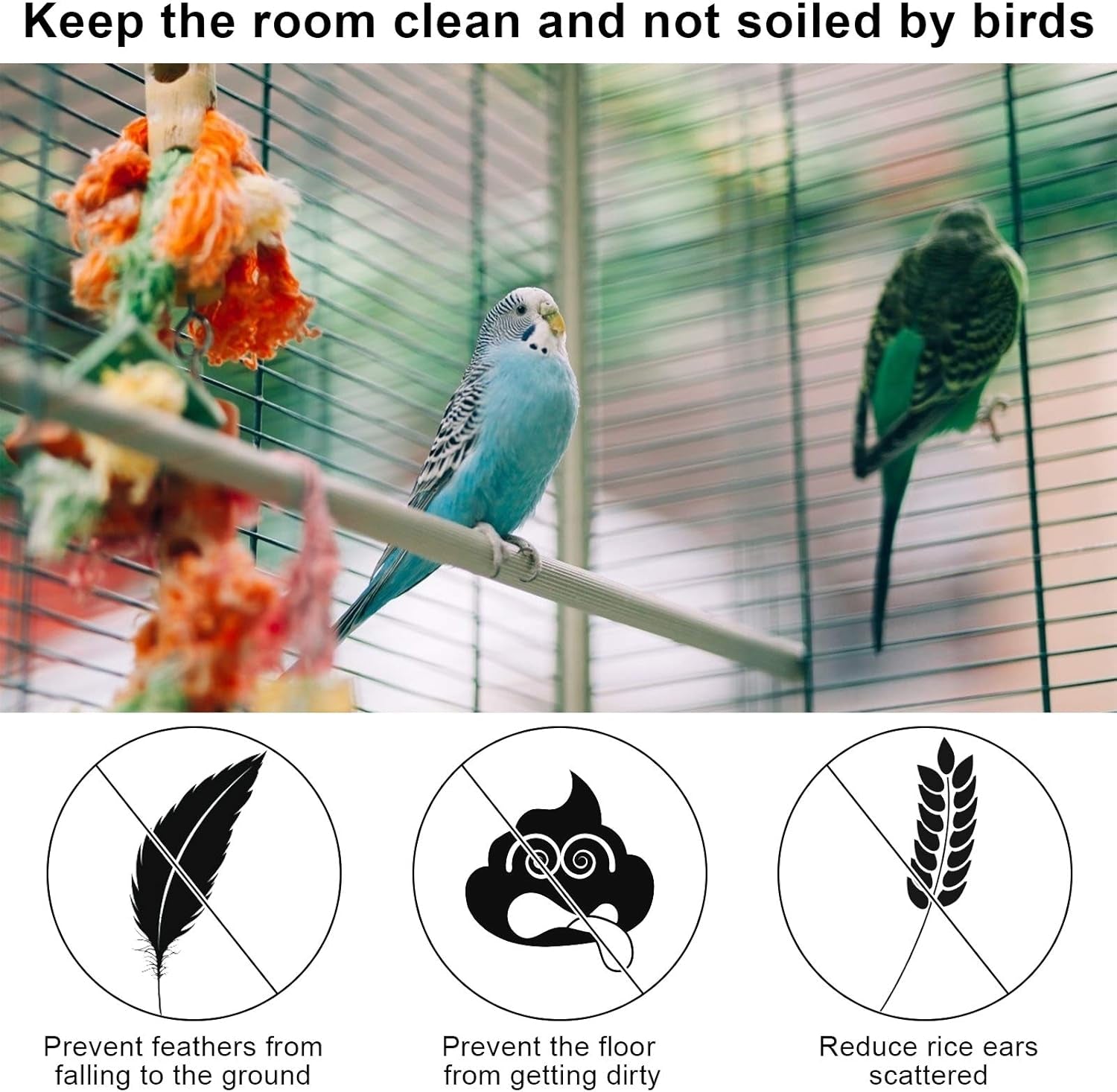 1Pcs Adjustable Bird Cage Cover Birdcage Nylon Mesh Net Cover Soft Airy Skirt for Parrot Parakeet Macaw Bird round Square Cages - 78 Inches in Circumference and 15 Inches in Width