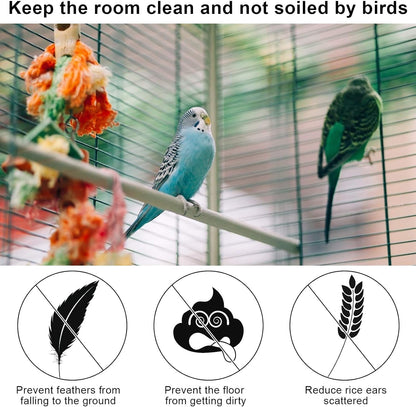 1Pcs Adjustable Bird Cage Cover Birdcage Nylon Mesh Net Cover Soft Airy Skirt for Parrot Parakeet Macaw Bird round Square Cages - 78 Inches in Circumference and 15 Inches in Width