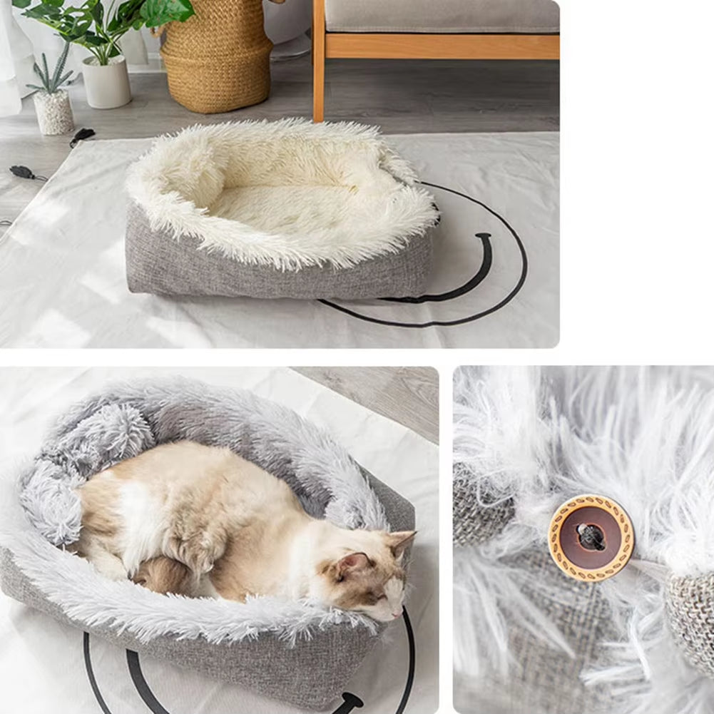 Puppy Plush Bed Winter Warm Dog Bed Cat Small Dog Fluffy Plush Pet Blankets Dual Use Sleeping Soft Mat Puppy Pet Bed Mattress