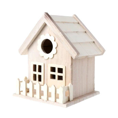 Creative Wooden Bird House Breeding Cage Box Feeding Nest Garden Backyard Balcony Pendant Simulation Fence Birdhouse Home Decora