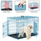 24 Inch Dog Crate, Dog Crates and Kennels Folding Metal Dog Crate with Double-Door,Divider Panel, Removable Tray and Handle Pet Dog Cages for Small Dogs Indoor Outdoor, Blue