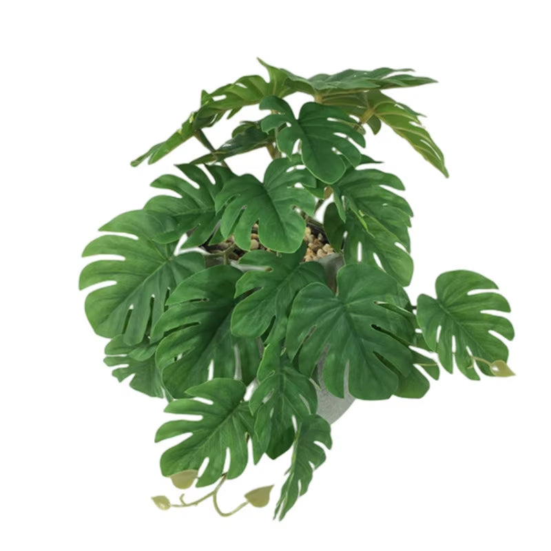 Artificial Terrarium Plant for Reptile Amphibian for Tank Pet Habitat Decorations Lifelike Tropical Leaves Plastic Leaf Rattan