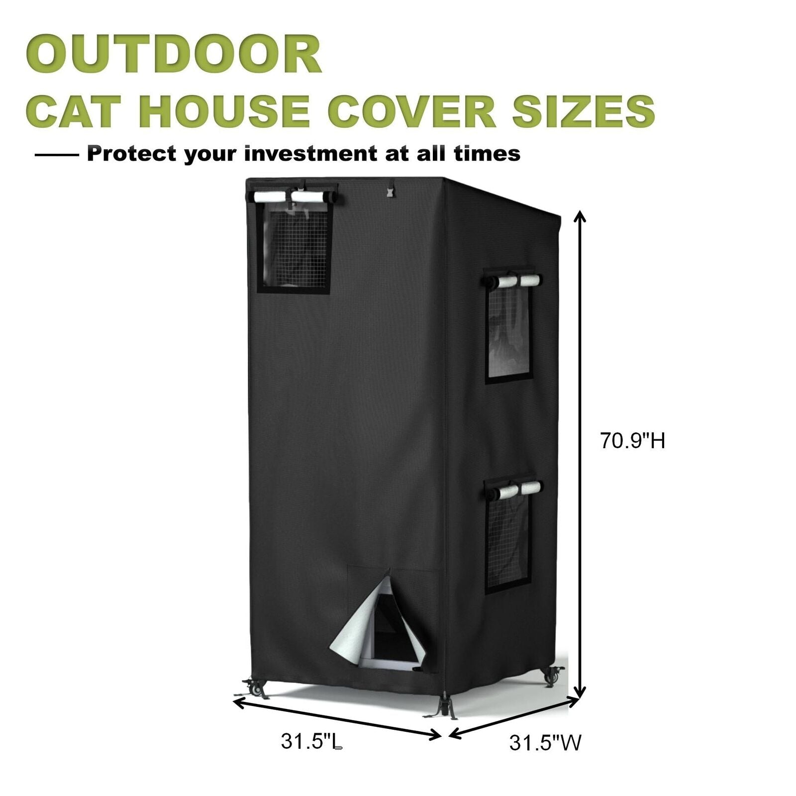 Outdoor Cat House Cover, Feral Cattery Cat Cover, Cat Enclosure Cover, 600D H...