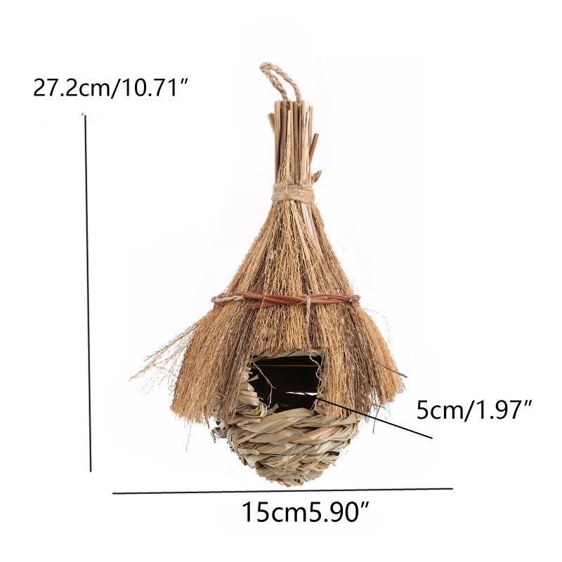 19 Style Birds Nest Bird Cage Natural Grass Egg Cage Bird House Outdoor Decorative Weaved Hanging Parrot Nest Houses Pet Bedroom