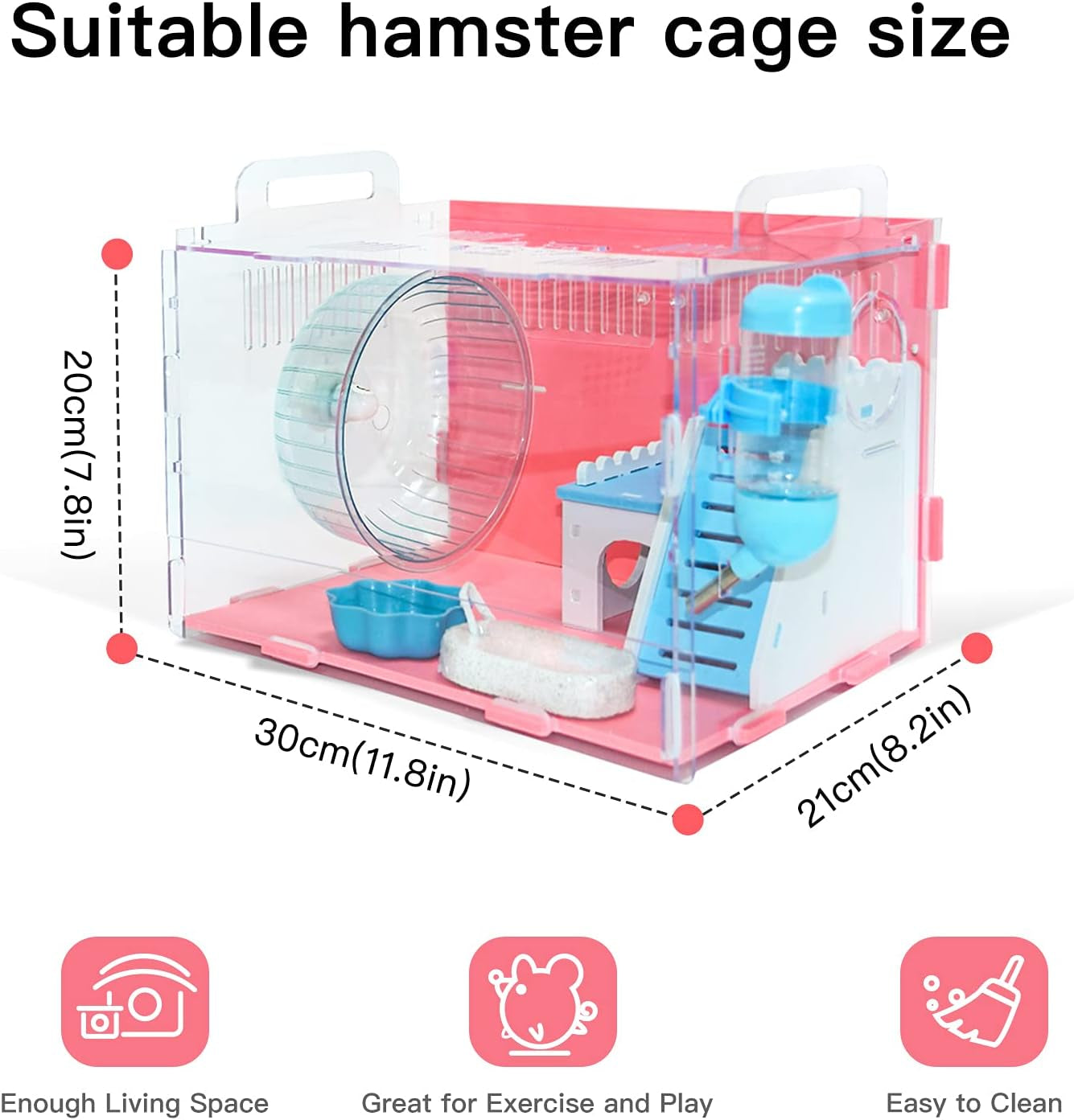 Hamster Cages, Rat Cage, Gerbil Haven Habitat, Habitats with Hamster Accessories Includes Hamster Wheel&Hamster Bedding, Chew Toys, Water Bottle, Food Dish and Hamster Hideout