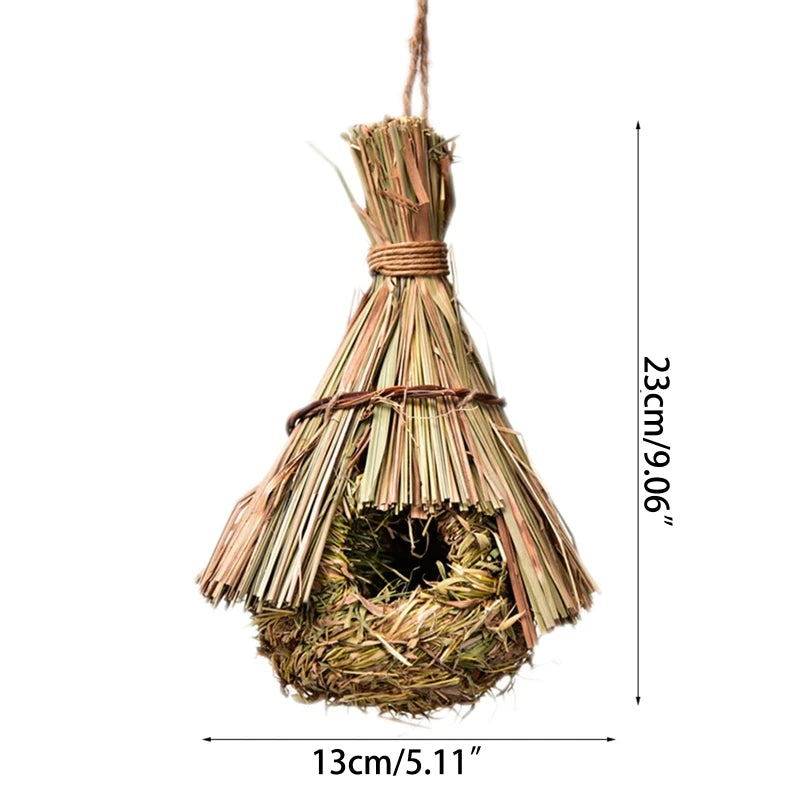 19 Style Birds Nest Bird Cage Natural Grass Egg Cage Bird House Outdoor Decorative Weaved Hanging Parrot Nest Houses Pet Bedroom