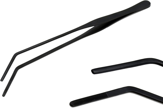 G.S Aquarium Tweezers Long Reptiles Feeding Tongs for Aquatic Plants Spider Snakes Lizards (12" Curved)