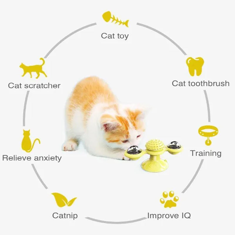 Cat Windmill Interactive Toy Playing Training Puzzle Cat Game Turntable Teeth Cleaning Pet Products Animals Kitten Accessories