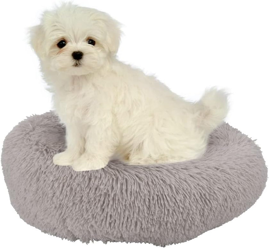 Plush Calming Pet Bed,Round Donut Dog Bed for Small Medium Large Dogs,Anti-Slip Faux Fur Fluffy Anti-Anxiety Cat Bed Puppy Bed