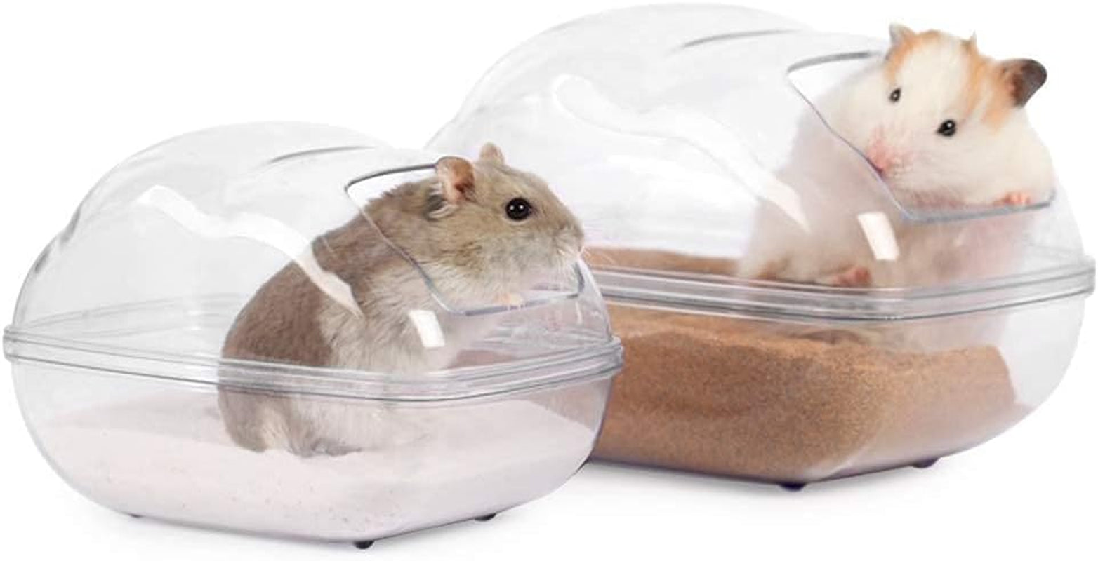 Hamster Sand Bath Container Large Hamster Toilet with Scoop Set Dust Bust Accessories for Small Animals (Transparent, Medium)