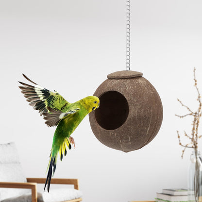 Hy Natural Coconut Hideaway Parrot Birds Toys Decorative Bird Nest Cage House for Pet Parrot Budgies Parakeet Cockatiels Conure Canary Finch Pigeon Cage Hamster Rat (Nest Cage Only)