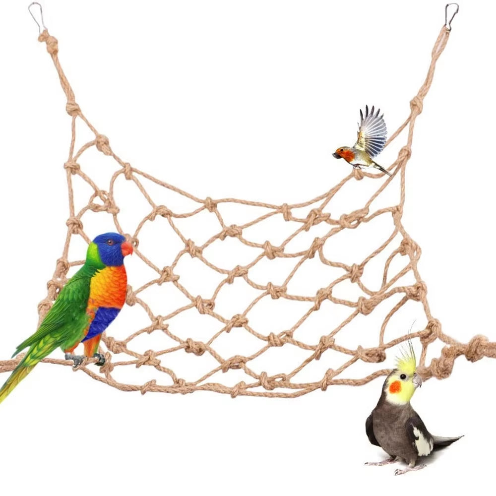 Parrot Swing Rope Birds Hanging Climbing Net Wiith Hook Hammock Birds Stand Ladder Birds Chewing Playing Gym Toys 30X20CM