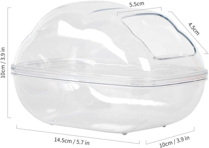 Hamster Sand Bath Container Large Hamster Toilet with Scoop Set Dust Bust Accessories for Small Animals (Transparent, Medium)