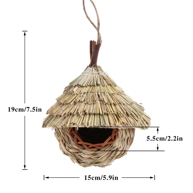 19 Style Birds Nest Bird Cage Natural Grass Egg Cage Bird House Outdoor Decorative Weaved Hanging Parrot Nest Houses Pet Bedroom