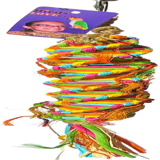 Single Medium Twisted Paper Tornado Bird Toy for Amazons, Eclectus, Mini Macaws, Sun Conures, Cockatoos, African Greys and Similar Sized Medium Birds - Single Item