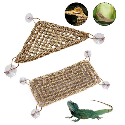 Seaweed Reptile Lizard Hammock Swing Hamster Reptile Pet Lounger Grass Mat Pet Hanging Bed Mat Small Hermit Crabs Geckos Bed