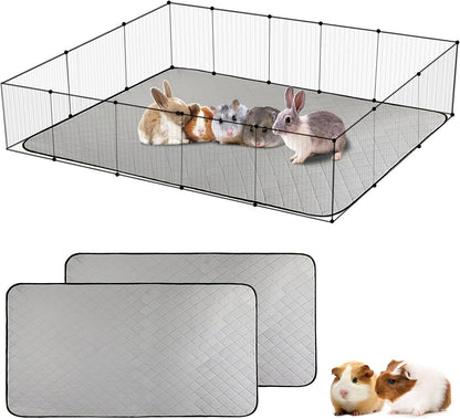 Guinea Pig Cage Liners, 2 Pack Guinea Pig Pee Pads Super Absorbent & Washable, Guinea Pig Bedding anti Slip Bottom, Guinea Pig Cage Accessories for for Small Animals (23.6" X 47.2")