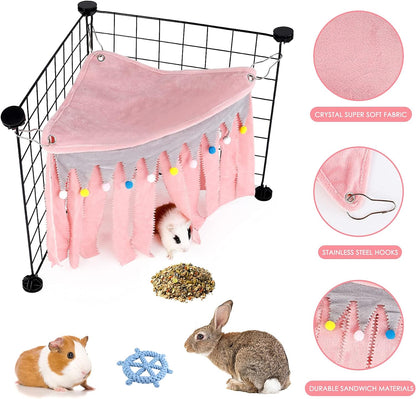 Guinea Pig Hideout, Hideout for Guinea Pig, Guinea Pig Hideouts, Guinea Pig Cage Accessories for Guinea Pig, Bunny, Hamster, Chinchilla, Rabbit without Metal Fences - Pink