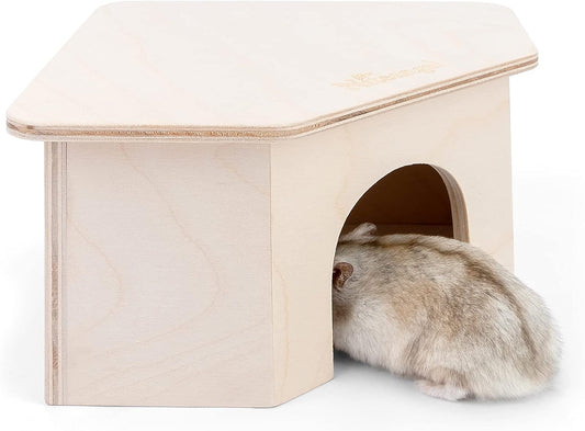 Birch Chamber-Maze Hamster Hideout - Small Pets Woodland House Habitats Decor for Hamster Mice Gerbils Mouse