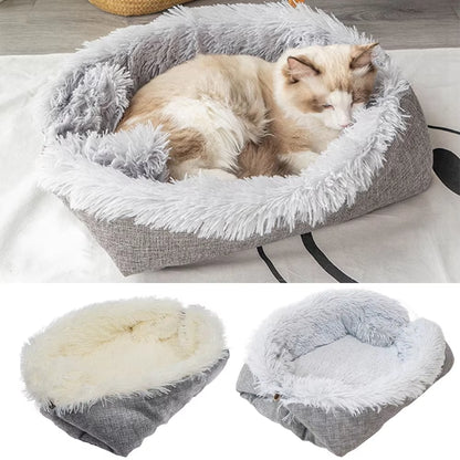 Puppy Plush Bed Winter Warm Dog Bed Cat Small Dog Fluffy Plush Pet Blankets Dual Use Sleeping Soft Mat Puppy Pet Bed Mattress