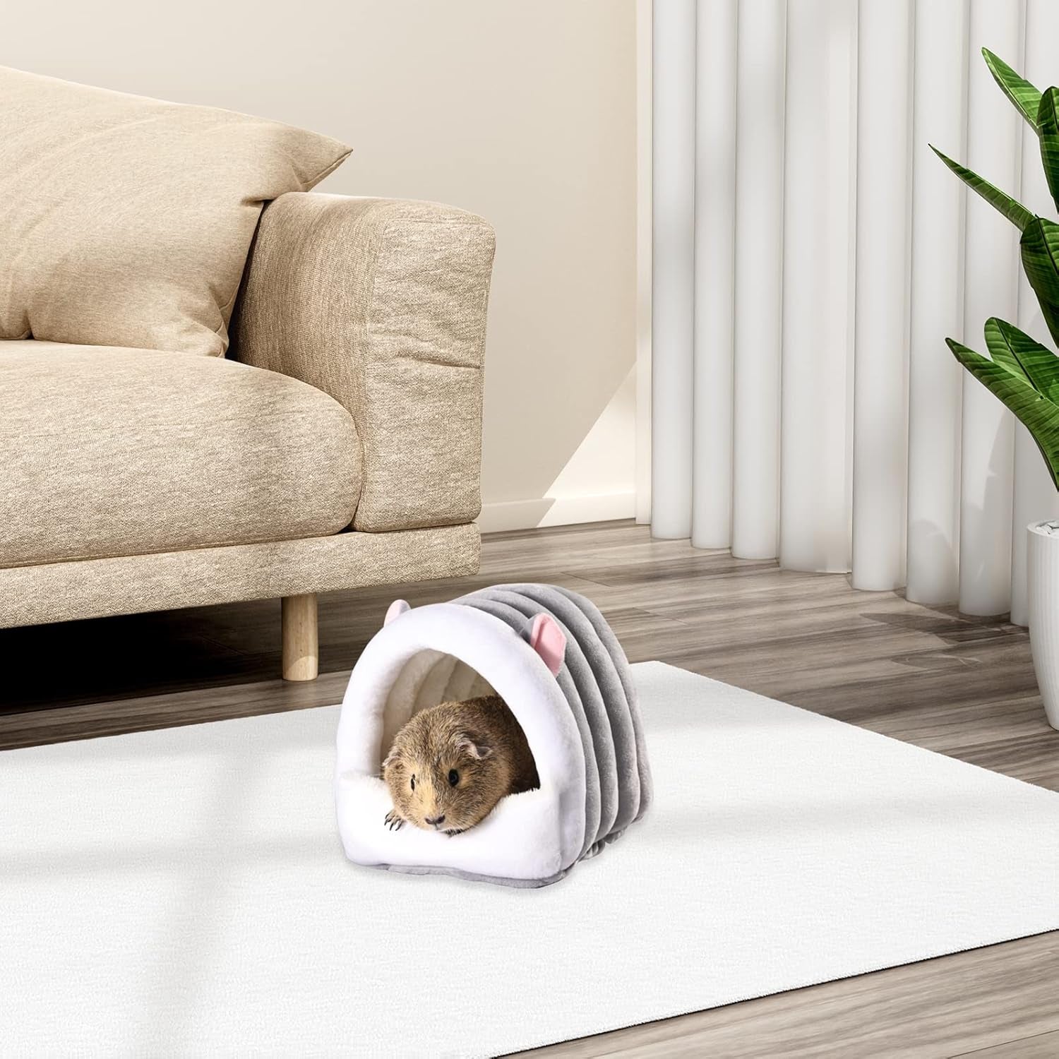 Guinea Pig Bed,Winter Warm Cozy House Hideout, Cage Nest Accessories for Dwarf Rabbit Bunny Ferret Hamster Chinchilla Hedgehog