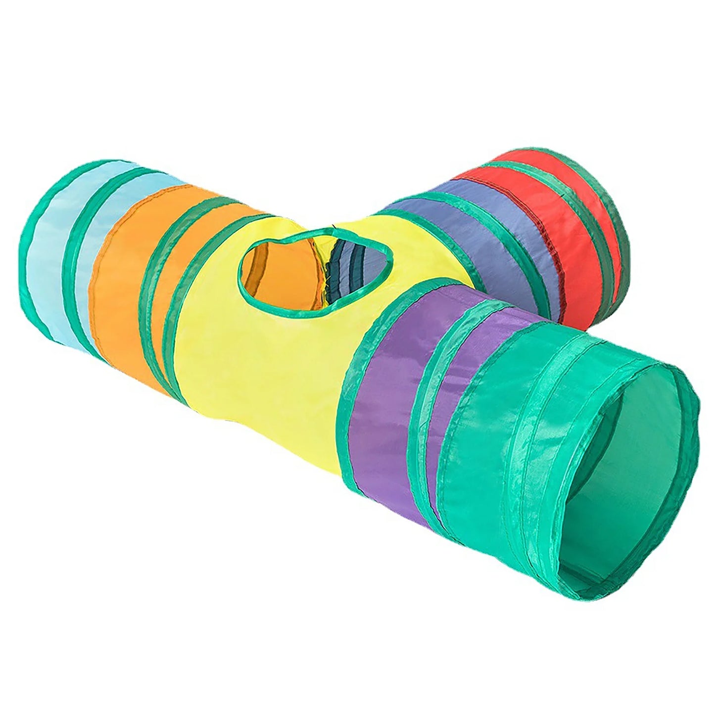 Rainbow Interactive Cat Toys,Foldable T-Movement 3-Ways Tunnels for Indoor Cats