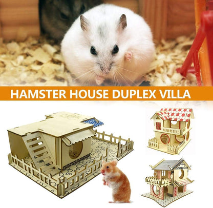 Hamster Guinea Pig Bed House,Pet Bed Hamster House Hideout Hut Double-Storey Pet Stairs Tunnel Toy Playground Pet Hamster Sleeping Accessories for Small Pet