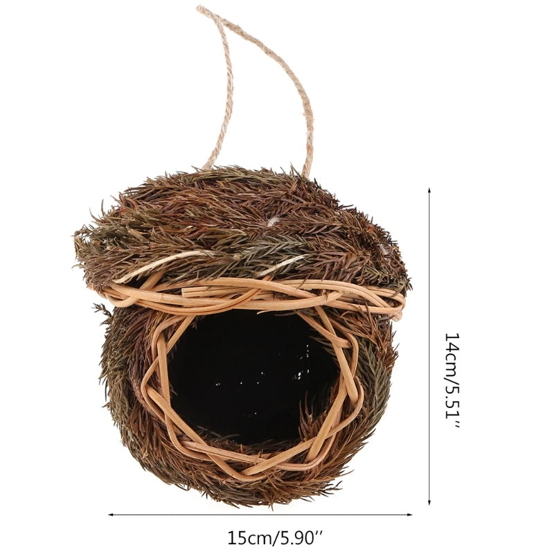 19 Style Birds Nest Bird Cage Natural Grass Egg Cage Bird House Outdoor Decorative Weaved Hanging Parrot Nest Houses Pet Bedroom