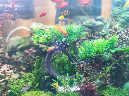 Aquarium Pets Plastic Plants for Fish Tank Decorations, Artificial Pine Tree Aquarium Décorfor Fish or Reptile