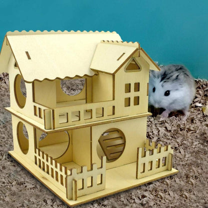 Hamster Guinea Pig Bed House,Pet Bed Hamster House Hideout Hut Double-Storey Pet Stairs Tunnel Toy Playground Pet Hamster Sleeping Accessories for Small Pet