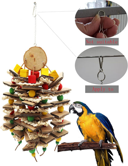 Medium-Sized Bird Toys, African Gray Parrot Toys, Natural Wooden Corn Cob Shaft Cardboard Bird Cage Chew Toys, Suitable for Small and Medium-Sized Parrot Birds (Round Balsam Wood Model)