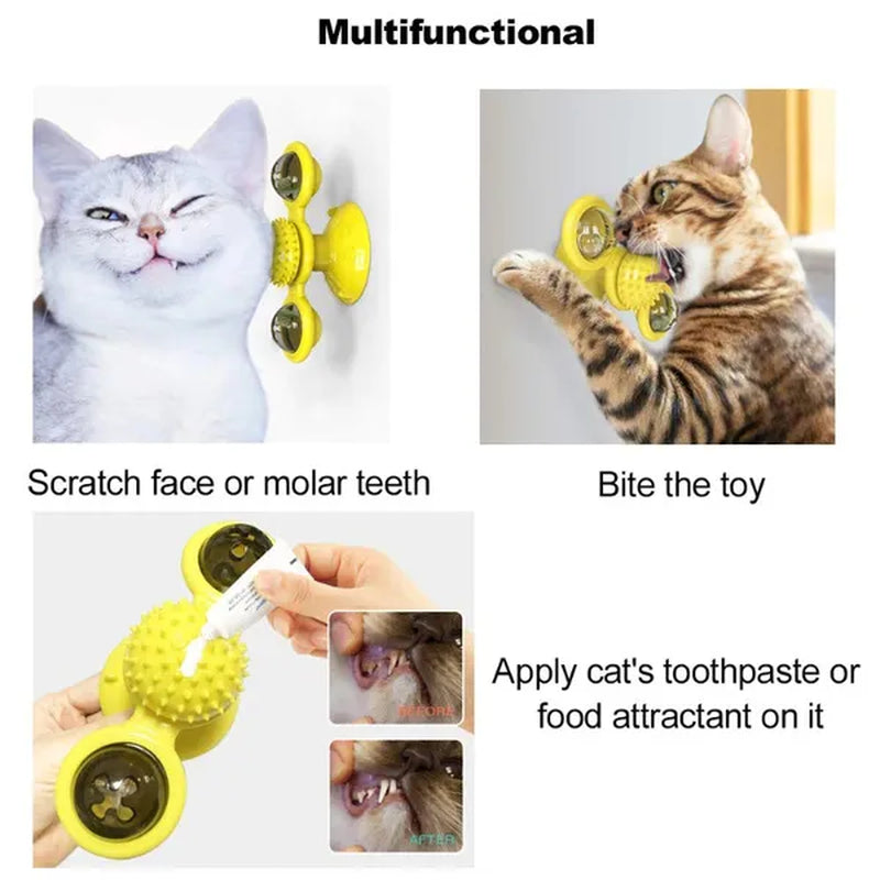 Cat Windmill Interactive Toy Playing Training Puzzle Cat Game Turntable Teeth Cleaning Pet Products Animals Kitten Accessories