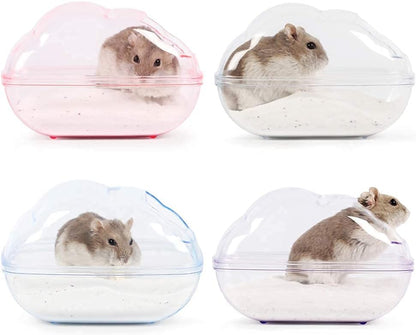 Hamster Sand Bath Container Large Hamster Toilet with Scoop Set Dust Bust Accessories for Small Animals (Transparent, Medium)