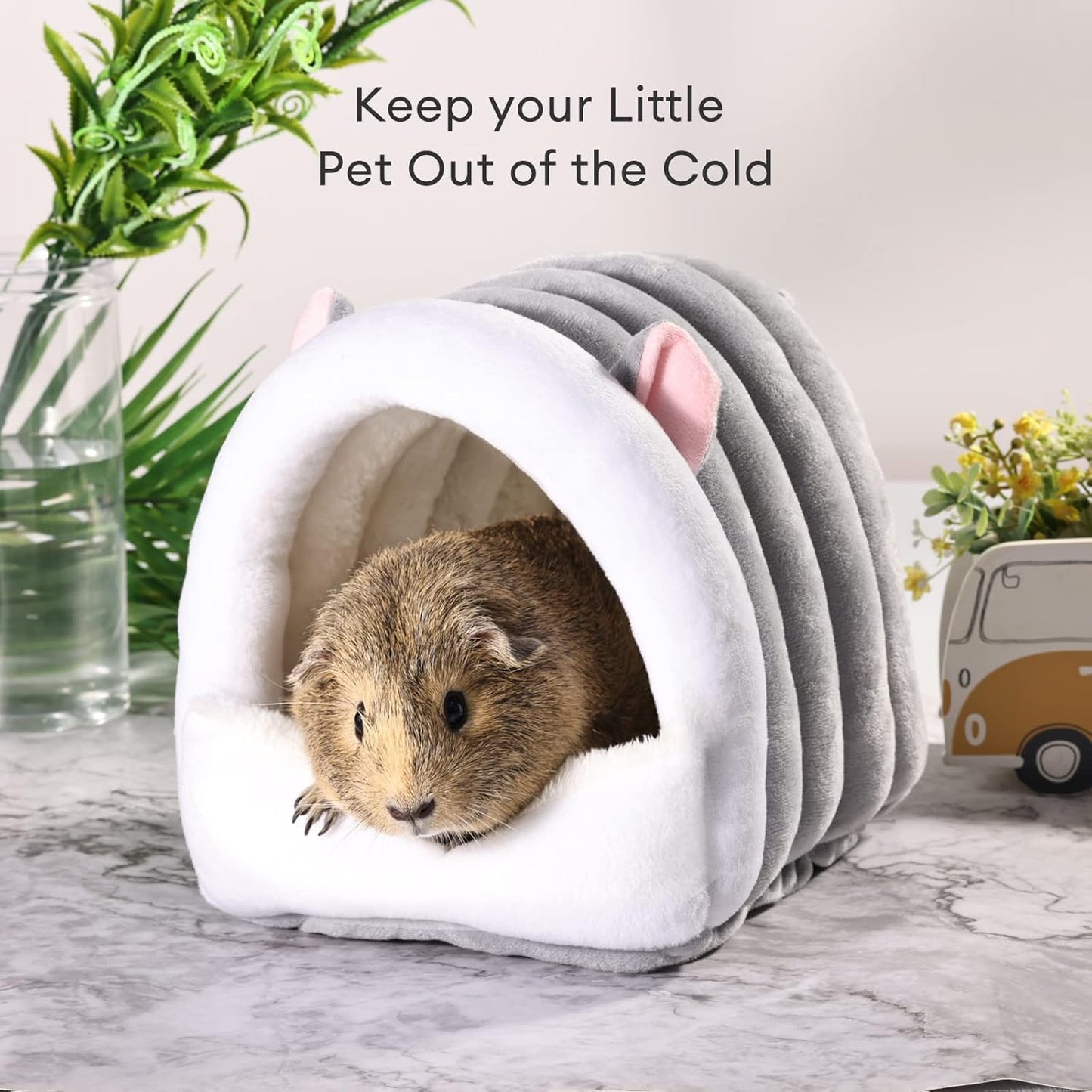 Guinea Pig Bed,Winter Warm Cozy House Hideout, Cage Nest Accessories for Dwarf Rabbit Bunny Ferret Hamster Chinchilla Hedgehog