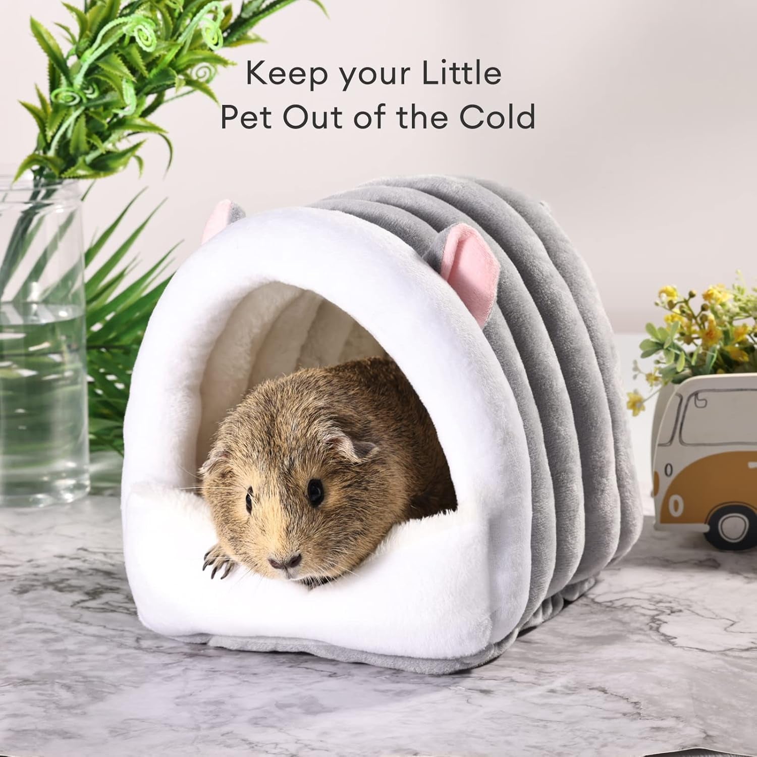 Guinea Pig Bed,Winter Warm Cozy House Hideout, Cage Nest Accessories for Dwarf Rabbit Bunny Ferret Hamster Chinchilla Hedgehog