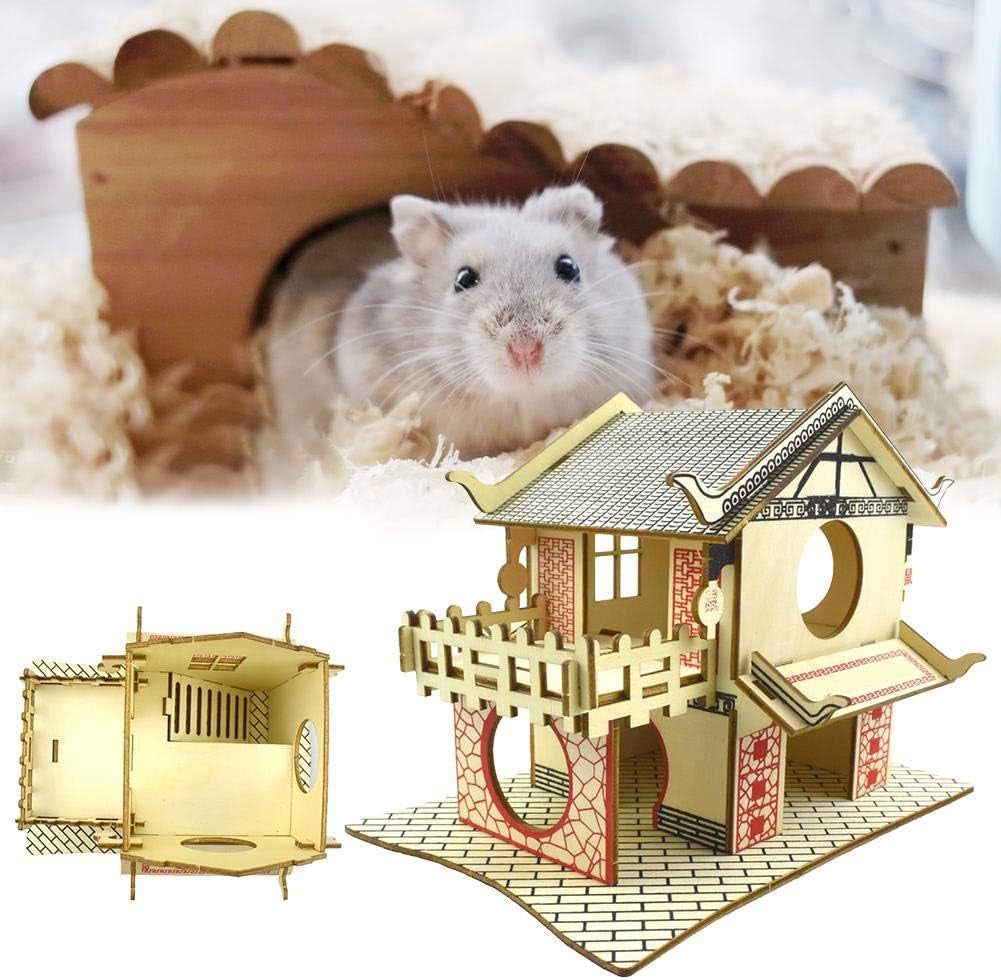 Hamster Guinea Pig Bed House,Pet Bed Hamster House Hideout Hut Double-Storey Pet Stairs Tunnel Toy Playground Pet Hamster Sleeping Accessories for Small Pet