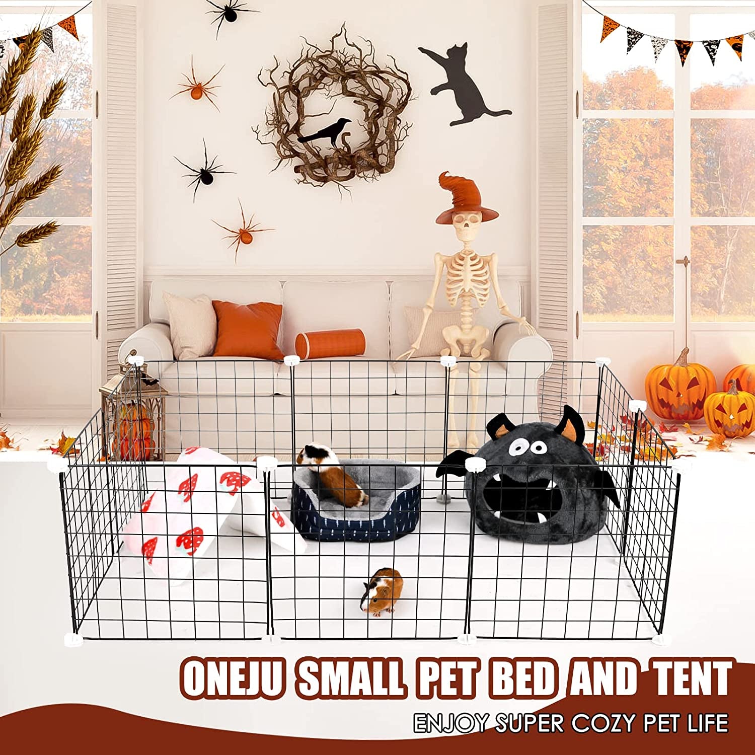 Guinea Pig Bed, Guinea Pig Hideout, Rabbit Bed, Bunny Hideout, Guinea Pig Cage Accessories for Guinea Pig, Bunny, Hamster, Chinchilla, Ferret, Rabbit and Other Small Pets - Bat Shape