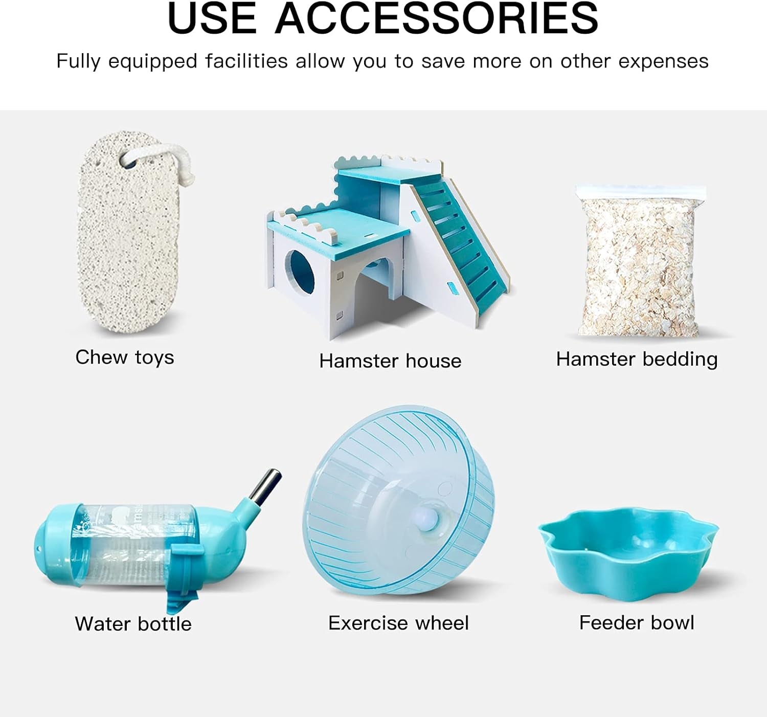 Hamster Cages, Rat Cage, Gerbil Haven Habitat, Habitats with Hamster Accessories Includes Hamster Wheel&Hamster Bedding, Chew Toys, Water Bottle, Food Dish and Hamster Hideout