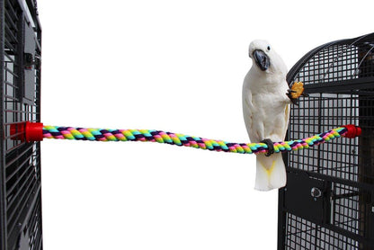 Cotton Rope Comfy Cable Perch 2 Pack for Birds 38.5" Length - Perfect for African Greys Amazons Eclectus Macaws Cockatoos and Similar Sized Birds