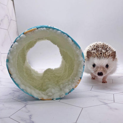 Handmade Fleece Small Animal Tunnel Collapsible Pet Play Toy Tunnel Tube for Dwarf Rabbit Hamster Guinea Pig Toys Chinchilla Sugar Glider Hedgehog Hideout Cave (Blue)