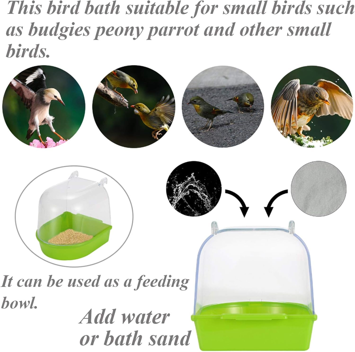 Parrot Bath Box Bird Cage Accessory Supplies Bathing Tub Bath for Parakeet Pet Brids Canary Budgies Parrot (Random Color)