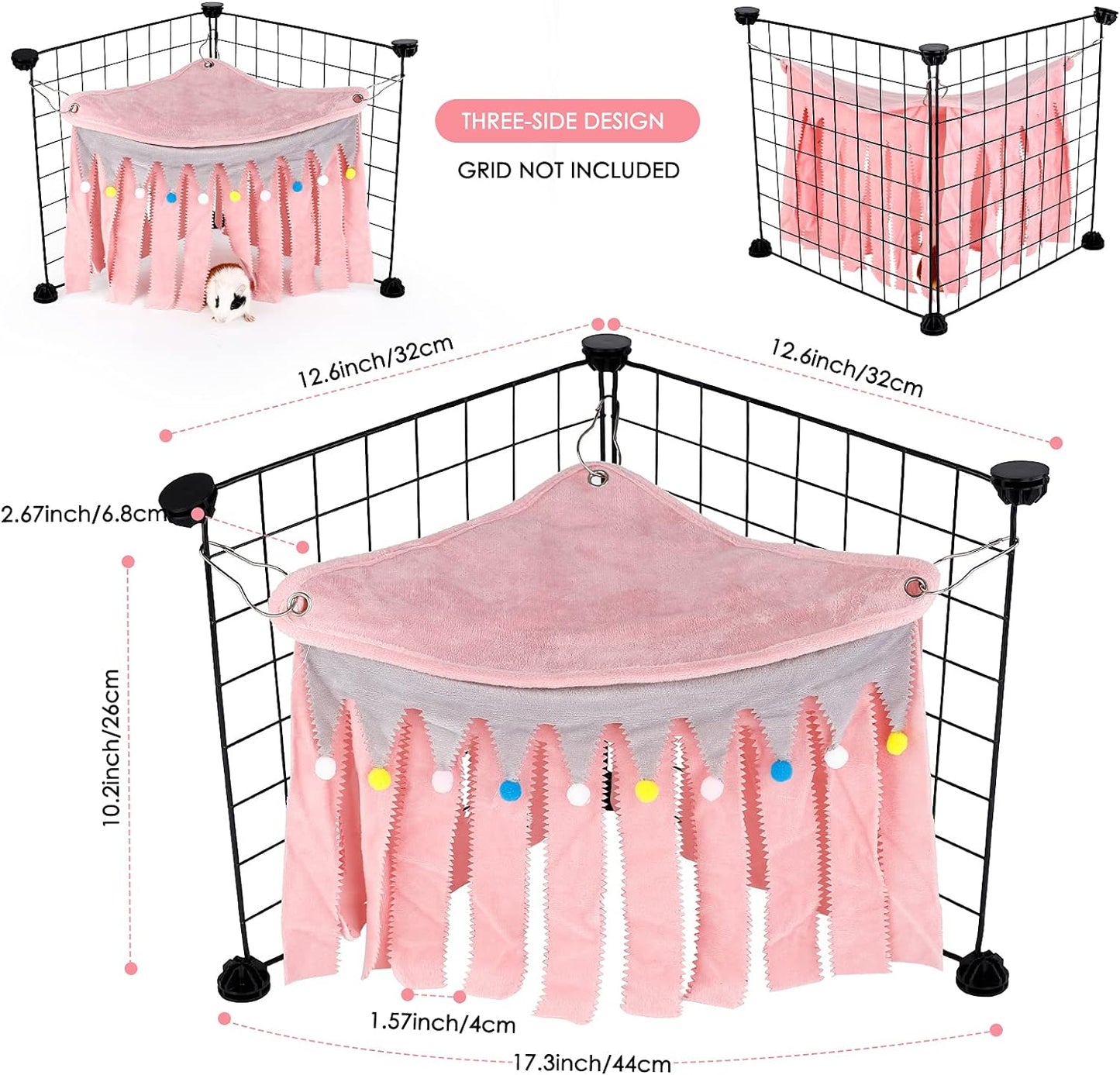 Guinea Pig Hideout, Hideout for Guinea Pig, Guinea Pig Hideouts, Guinea Pig Cage Accessories for Guinea Pig, Bunny, Hamster, Chinchilla, Rabbit without Metal Fences - Pink