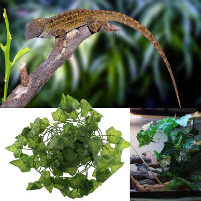 Artificial Vine Reptile Lizards Terrarium Decoration Chameleons Climb Rest Plants Leaves