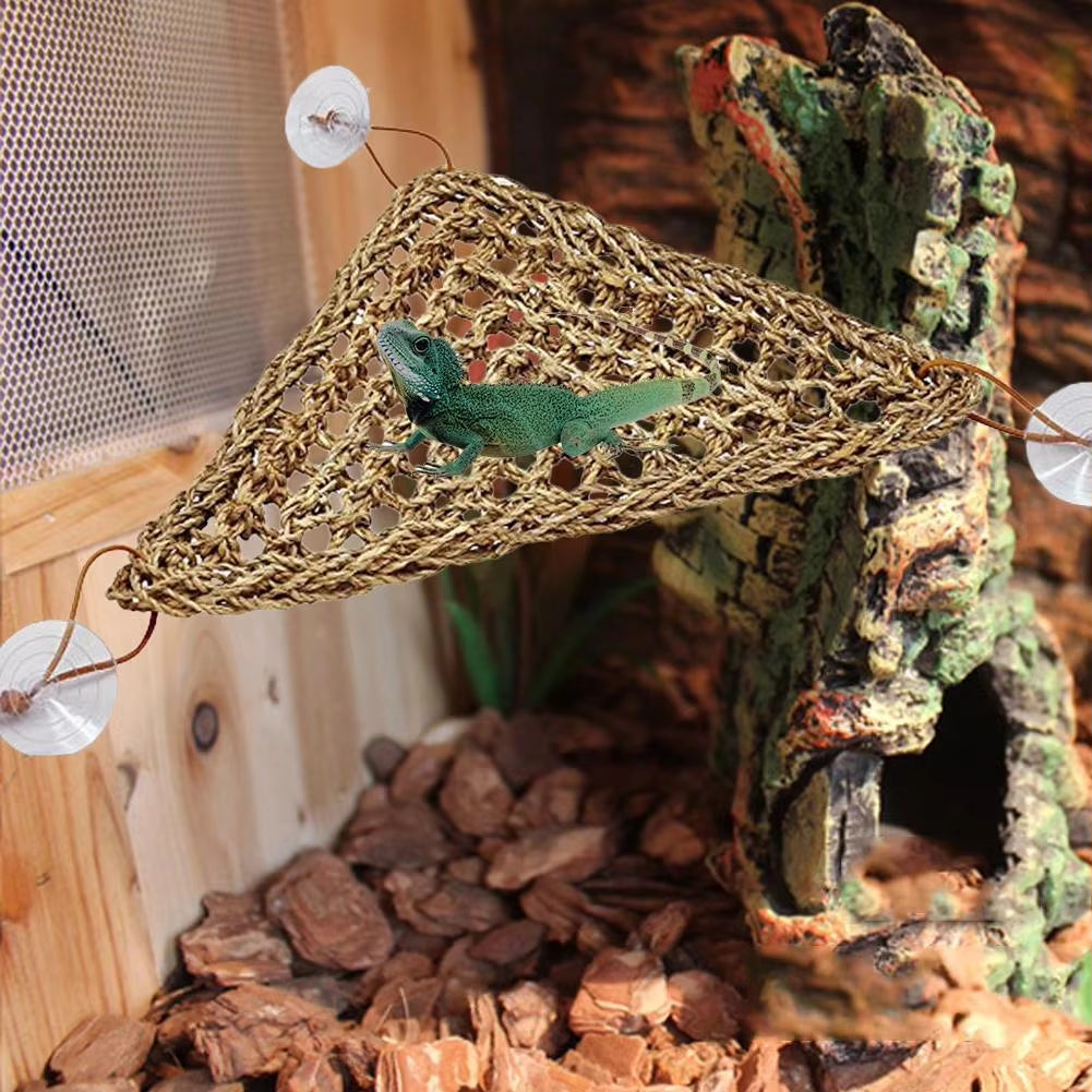 Seaweed Reptile Lizard Hammock Swing Hamster Reptile Pet Lounger Grass Mat Pet Hanging Bed Mat Small Hermit Crabs Geckos Bed