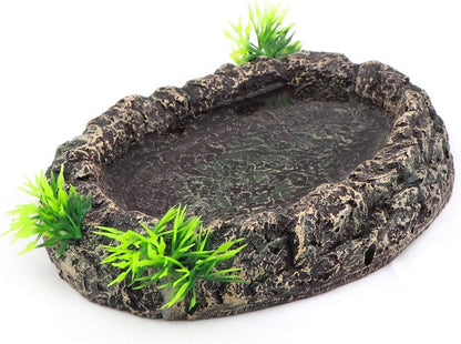 Amphibian Reptile Snake Worm Dish Water Food Bowl for Lizard Turtle Bearded Dragon Tank Accessory Terrarium Habitat Decoration